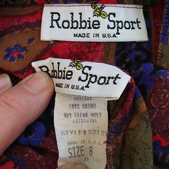 Vintge Robbie Sport Paisley Floral Blouse and Maxi Skirt Set 8  Red Blue - Picture 5 of 16